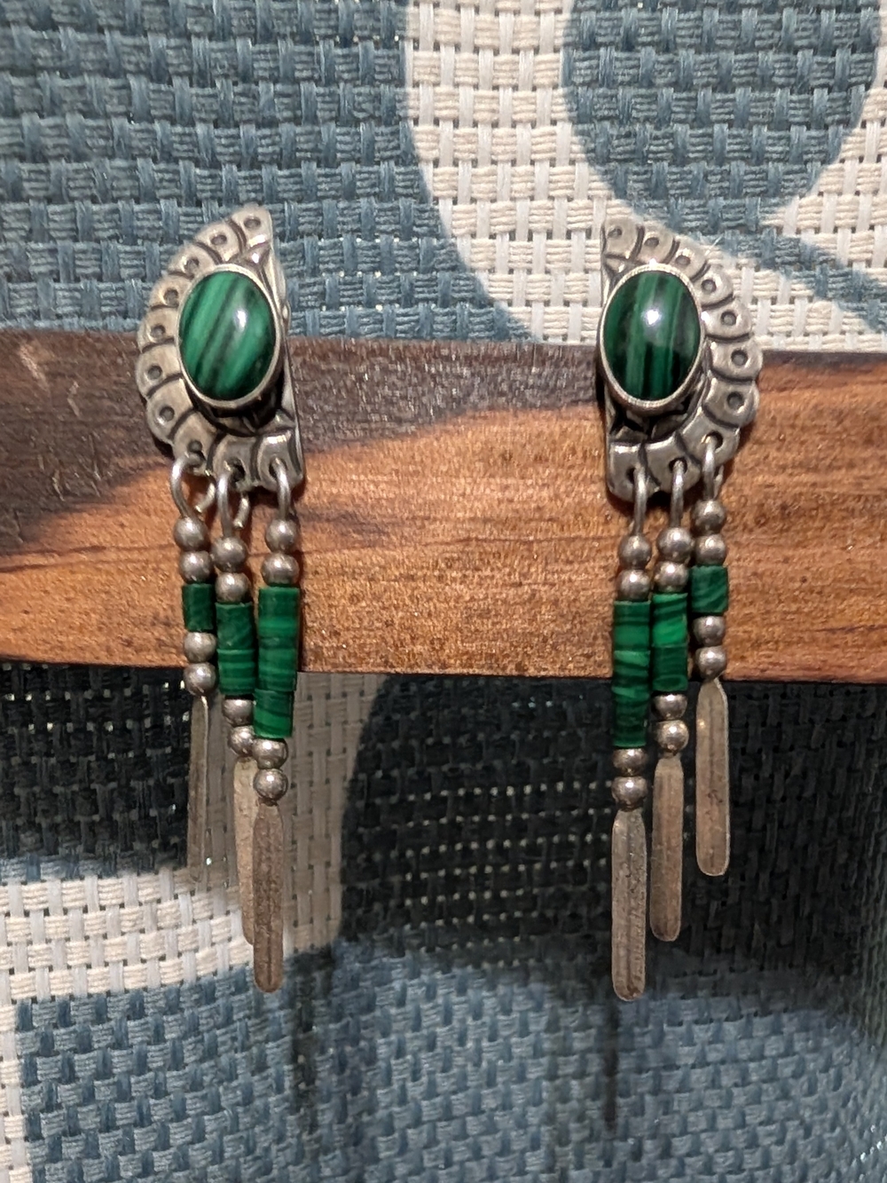 Native Signed, sterling Silver And Malachite Earrings